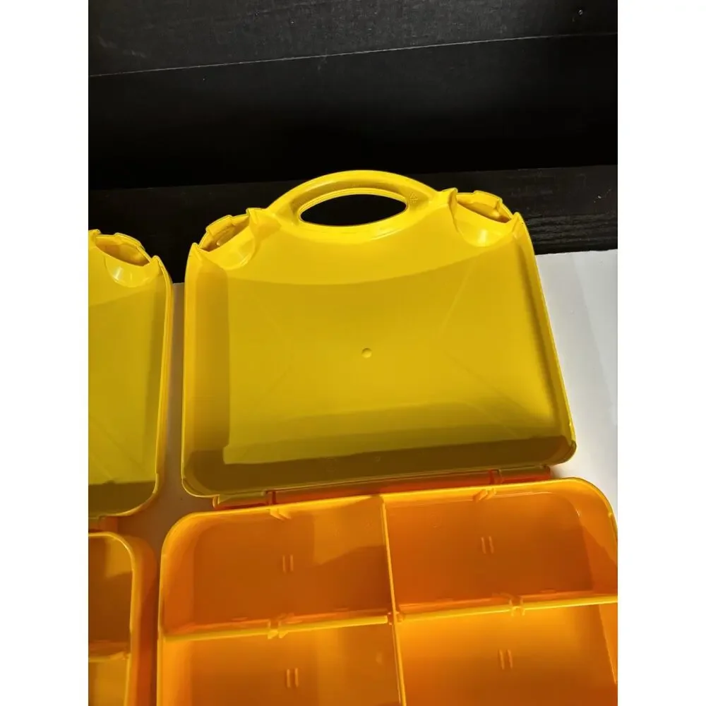 LEGO Set of 2 Storage Carrying Cases Yellow & Orange Adjustable Dividers VG Cond